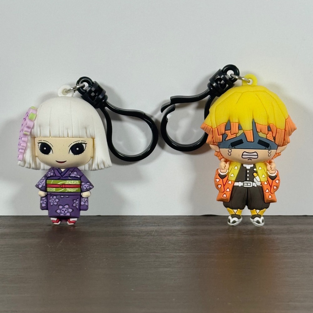 Demon Slayer Bag Clip Zenitsu Hinaki Ubuyashiki 3D Foam Keychain Monogram Lot 2